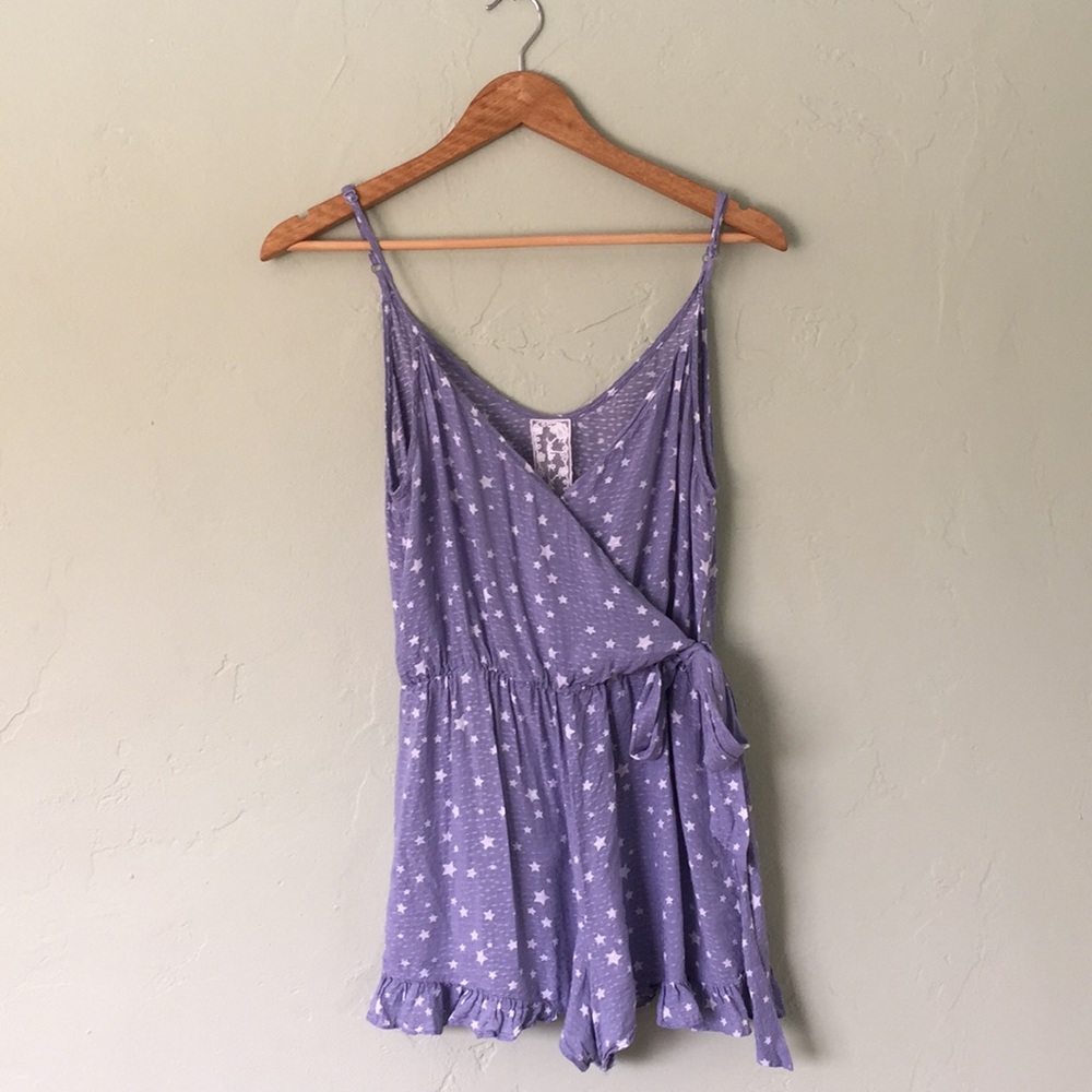 Sadie and Sage Light Blue Star Romper Patriotic